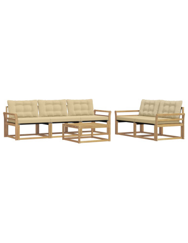 Set di divani da esterno 6 pcs Bianco e Beige 79 x 79 x 37 cm