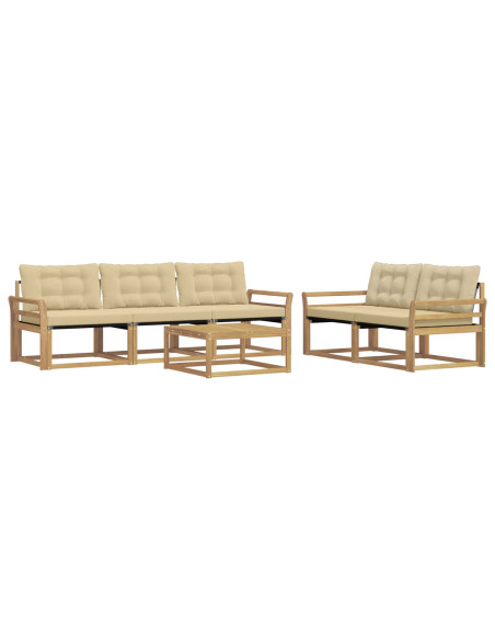 Set di divani da esterno 6 pcs Bianco e Beige 79 x 79 x 37 cm