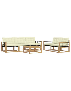 Set di divani da esterno 6 pcs Bianco e Crema 79 x 79 x 37 cm 2