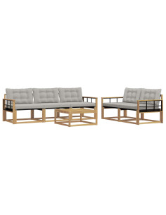Set di divani da esterno 6 pcs Bianco e Grigio Chiaro 2