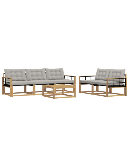 Set di divani da esterno 6 pcs Bianco e Grigio Chiaro