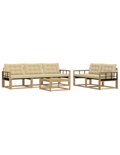 Set di divani da esterno 6 pcs Bianco e Beige 79 x 79 x 37 cm 2