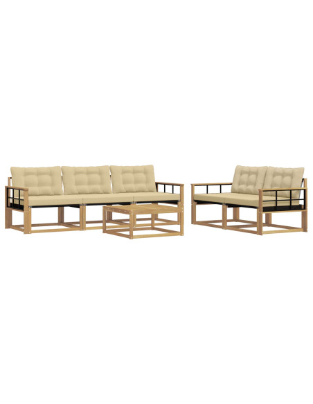 Set di divani da esterno 6 pcs Bianco e Beige 79 x 79 x 37 cm