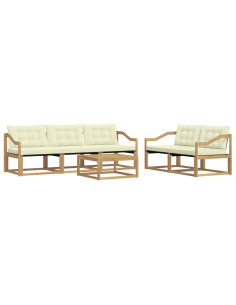 Set di divani da esterno 6 pcs Bianco e Crema 79 x 79 x 37 cm 2