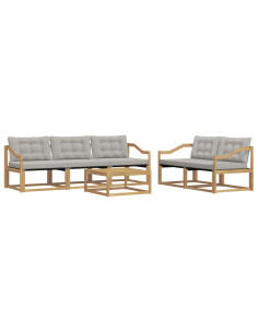 Set di divani da esterno 6 pcs Bianco e Grigio Chiaro 2