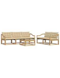 Set di divani da esterno 6 pcs Bianco e Beige 79 x 79 x 37 cm 2