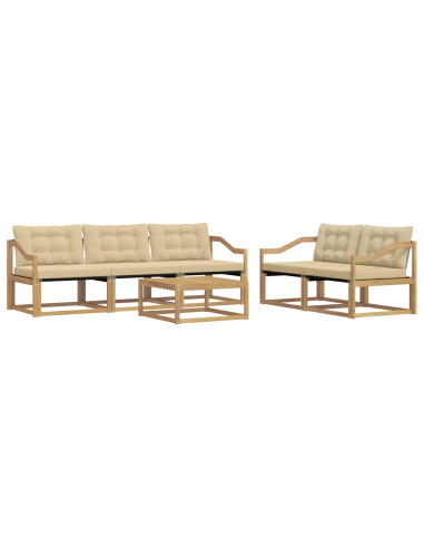 Set di divani da esterno 6 pcs Bianco e Beige 79 x 79 x 37 cm