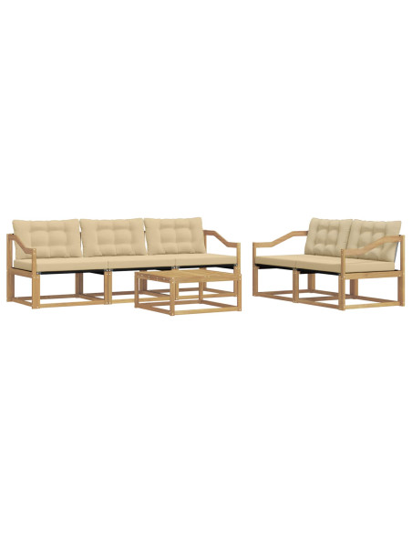 Set di divani da esterno 6 pcs Bianco e Beige 79 x 79 x 37 cm