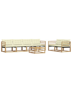 Set di divani da esterno 7 pcs Bianco e Crema 79 x 79 x 37 cm 2