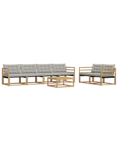 Set di divani da esterno 7 pcs Bianco e Grigio Chiaro 2