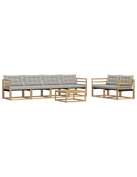 Set di divani da esterno 7 pcs Bianco e Grigio Chiaro