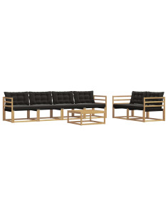 Set di divani da esterno 7 pcs Bianco e Nero 79 x 79 x 37 cm 2