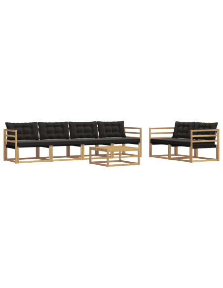 Set di divani da esterno 7 pcs Bianco e Nero 79 x 79 x 37 cm