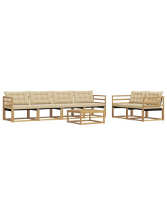 Set di divani da esterno 7 pcs Bianco e Beige 79 x 79 x 37 cm 2