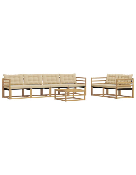 Set di divani da esterno 7 pcs Bianco e Beige 79 x 79 x 37 cm