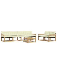 Set di divani da esterno 7 pcs Bianco e Crema 79 x 79 x 37 cm 2
