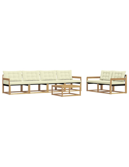 Set di divani da esterno 7 pcs Bianco e Crema 79 x 79 x 37 cm