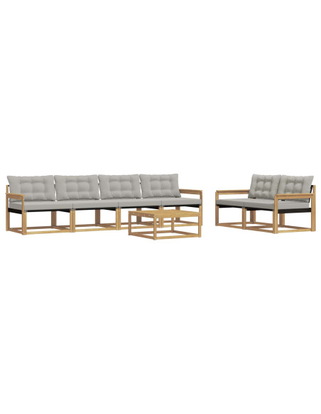 Set di divani da esterno 7 pcs Bianco e Grigio Chiaro