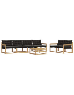 Set di divani da esterno 7 pcs Bianco e Nero 79 x 79 x 37 cm 2