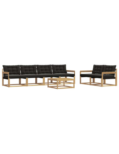 Set di divani da esterno 7 pcs Bianco e Nero 79 x 79 x 37 cm