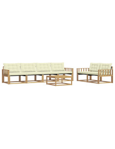 Set di divani da esterno 7 pcs Bianco e Crema 79 x 79 x 37 cm 2