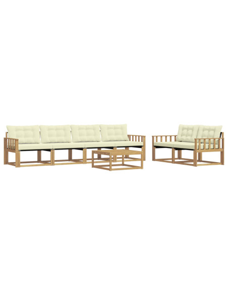 Set di divani da esterno 7 pcs Bianco e Crema 79 x 79 x 37 cm