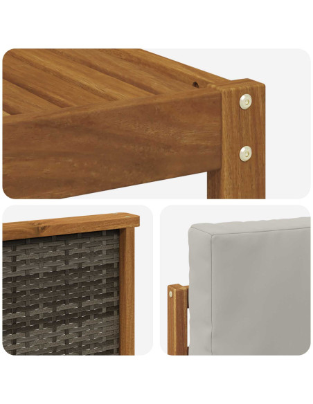 Set divano sezionale con cuscino 6 pcs Naturale e Grigio Chiaro