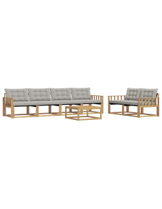 Set di divani da esterno 7 pcs Bianco e Grigio Chiaro 2