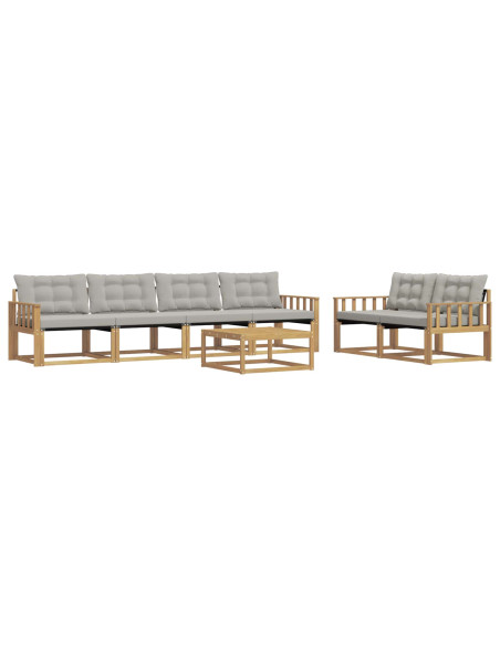 Set di divani da esterno 7 pcs Bianco e Grigio Chiaro