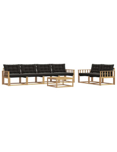 Set di divani da esterno 7 pcs Bianco e Nero 79 x 79 x 37 cm 2