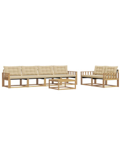 Set di divani da esterno 7 pcs Bianco e Beige 79 x 79 x 37 cm 2
