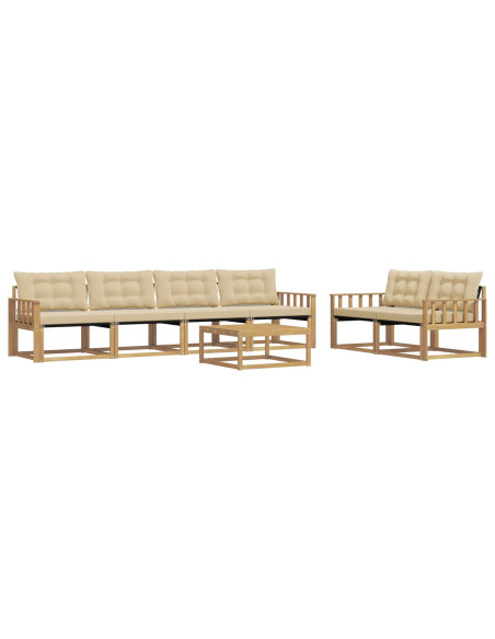 Set di divani da esterno 7 pcs Bianco e Beige 79 x 79 x 37 cm