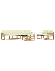 Set di divani da esterno 7 pcs Bianco e Crema 79 x 79 x 37 cm 2