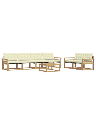 Set di divani da esterno 7 pcs Bianco e Crema 79 x 79 x 37 cm