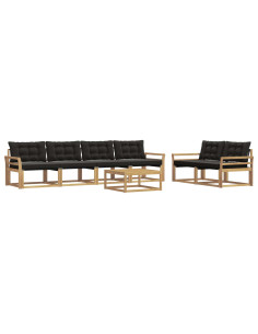 Set di divani da esterno 7 pcs Bianco e Nero 79 x 79 x 37 cm 2
