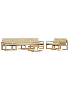 Set di divani da esterno 7 pcs Bianco e Beige 79 x 79 x 37 cm 2