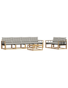 Set di divani da esterno 7 pcs Bianco e Grigio Chiaro 2