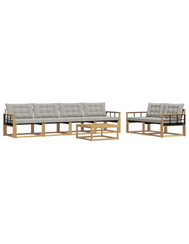 Set di divani da esterno 7 pcs Bianco e Grigio Chiaro