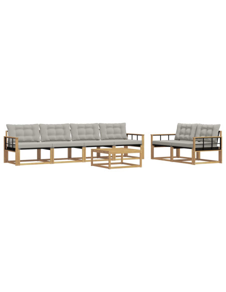 Set di divani da esterno 7 pcs Bianco e Grigio Chiaro