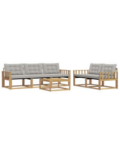 Set di divani da esterno 6 pcs Bianco e Grigio Chiaro 2