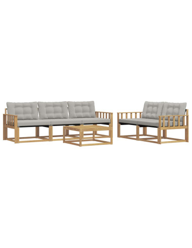 Set di divani da esterno 6 pcs Bianco e Grigio Chiaro