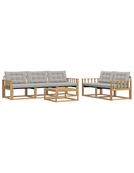 Set di divani da esterno 6 pcs Bianco e Grigio Chiaro