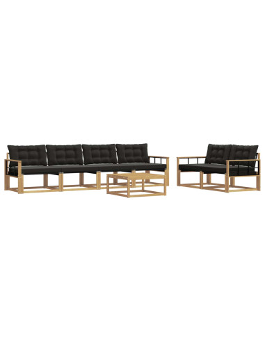 Set di divani da esterno 7 pcs Bianco e Nero 79 x 79 x 37 cm