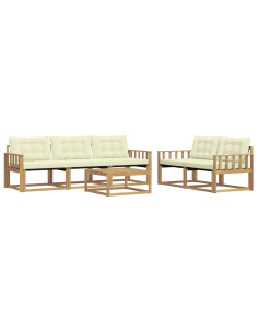 Set di divani da esterno 6 pcs Bianco e Crema 79 x 79 x 37 cm 2
