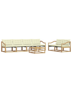 Set di divani da esterno 7 pcs Bianco e Crema 79 x 79 x 37 cm 2