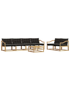 Set di divani da esterno 7 pcs Bianco e Nero 79 x 79 x 37 cm 2