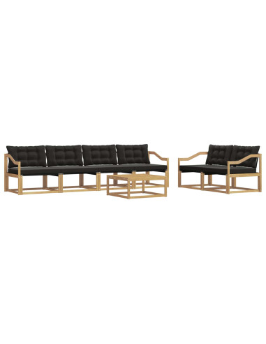 Set di divani da esterno 7 pcs Bianco e Nero 79 x 79 x 37 cm