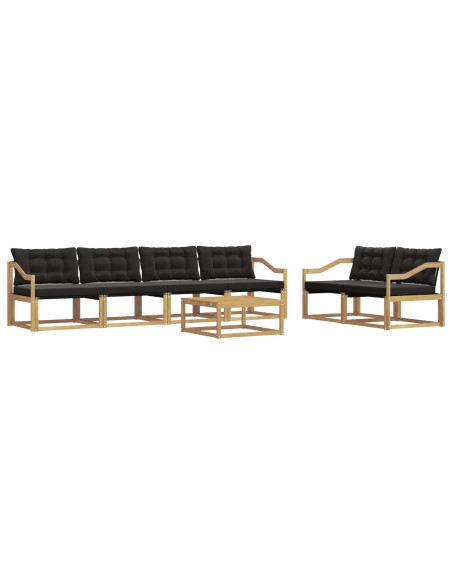 Set di divani da esterno 7 pcs Bianco e Nero 79 x 79 x 37 cm