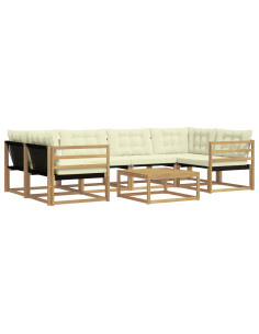 Set di divani da esterno 7 pcs Bianco e Crema 79 x 79 x 37 cm 2