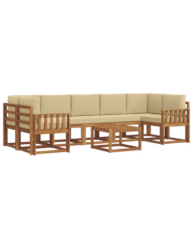 Set di divani da esterno con cuscino 8 pcs Naturale e Beige